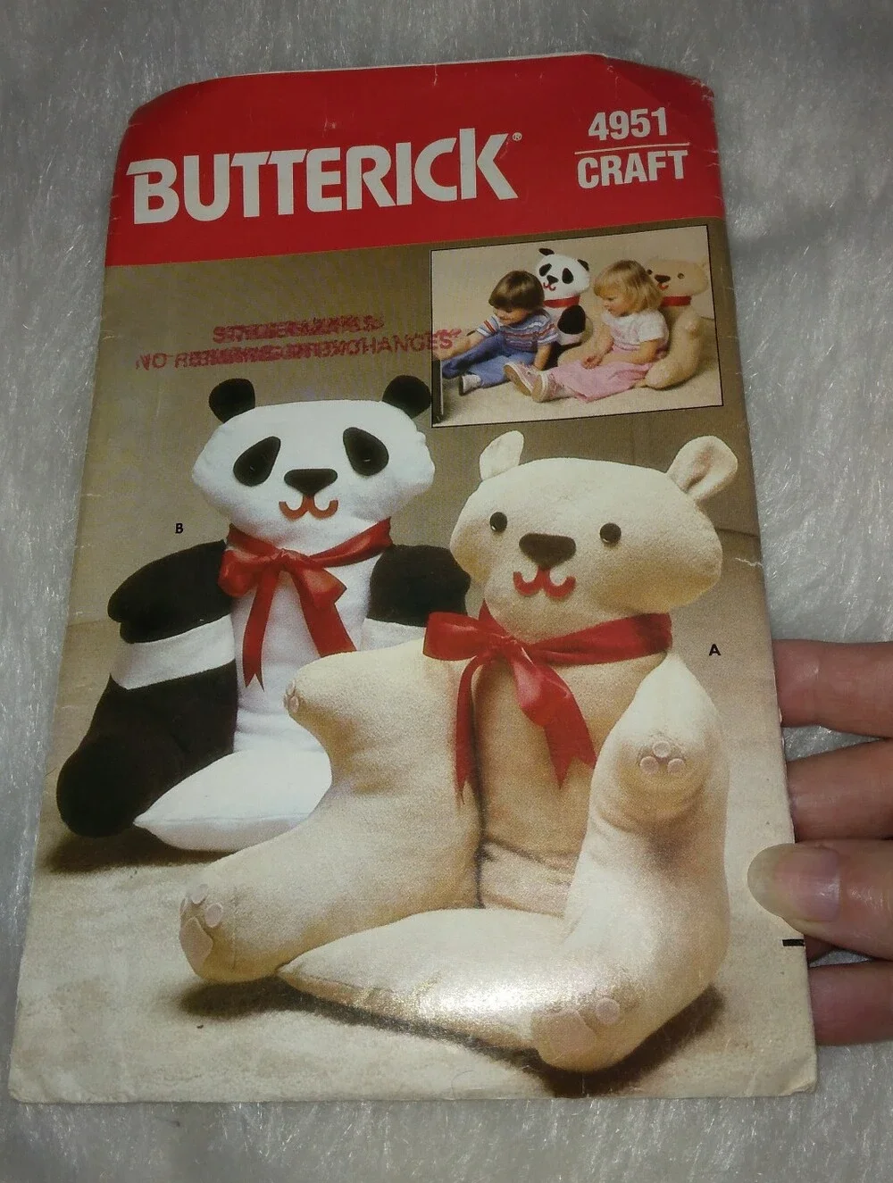 BUTTERICK 4951 Child's Animal Armchair, Polar Bear, Panda Bear